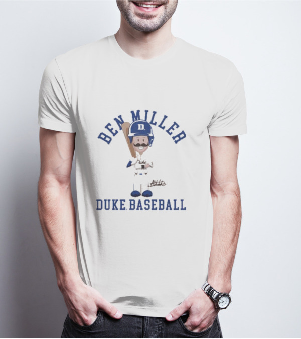 Ben Miller Duke Baseball Chibi Cartoon Signature T-Shirt
