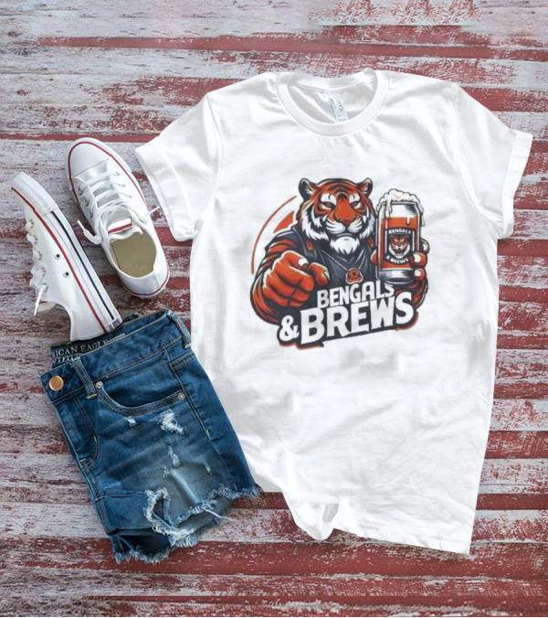 Bengals And Brews Tiger Beer Mug Football Fan T-Shirt