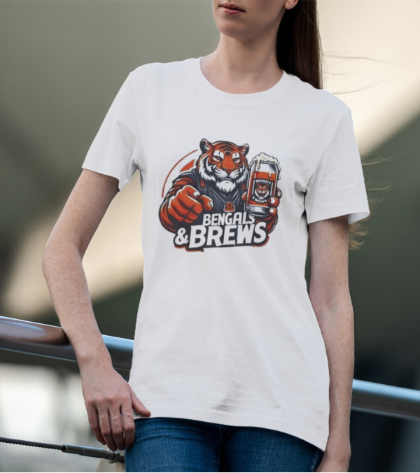 Bengals And Brews Tiger Beer Mug Football Fan T-Shirt