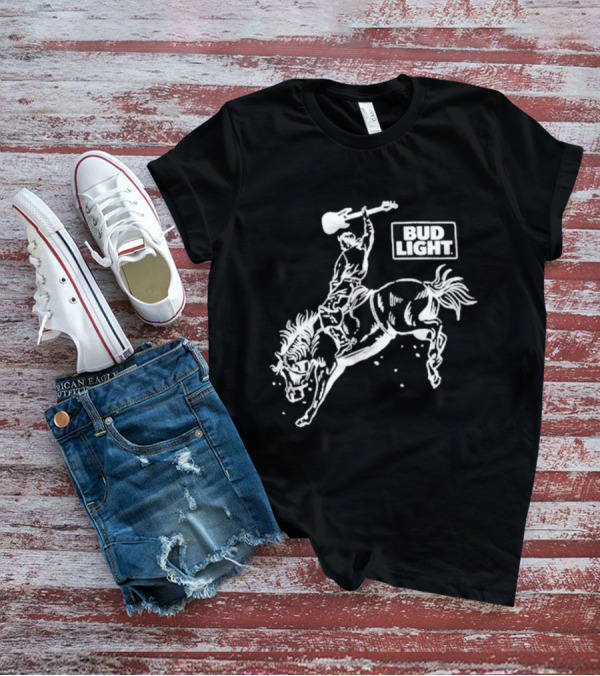 Bud Light Guitar Riding Rodeo Horse T-Shirt