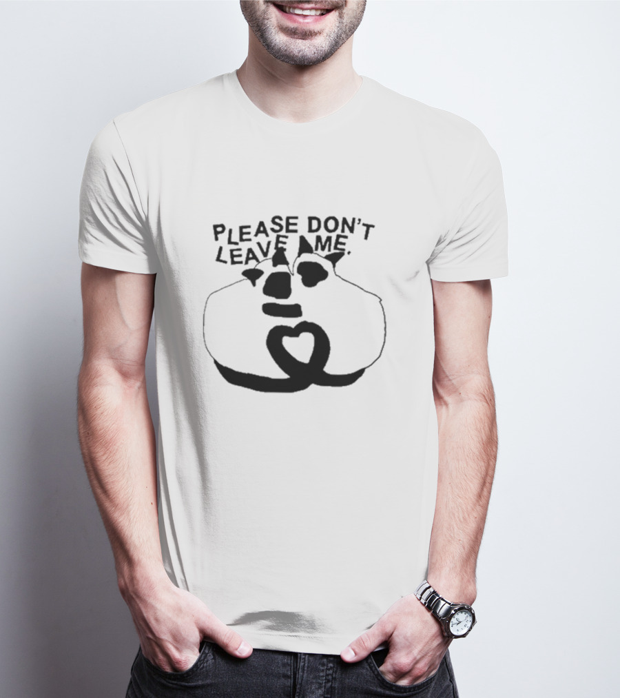 Please Don’t Leave Me Sad Cartoon Cat With Heart Shape T-Shirt