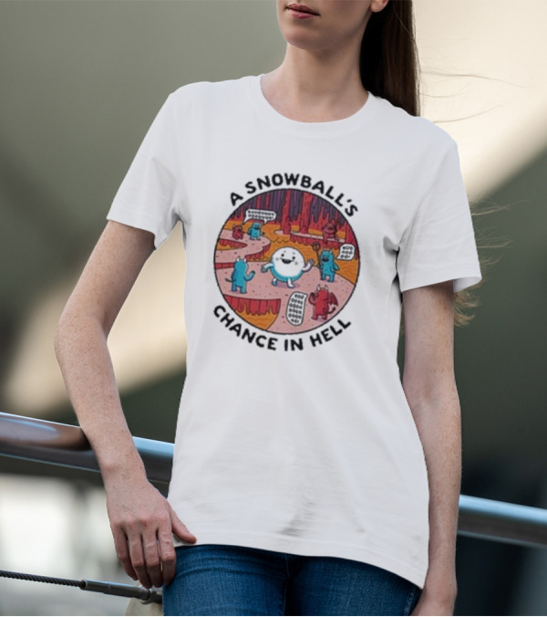 A Snowball’s Chance In Hell Blue And Red Demon Cartoon Scene T-Shirt