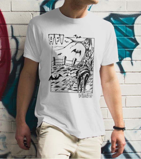 AFI All Hallows Black Cat And Bats In Spooky Landscape T-Shirt