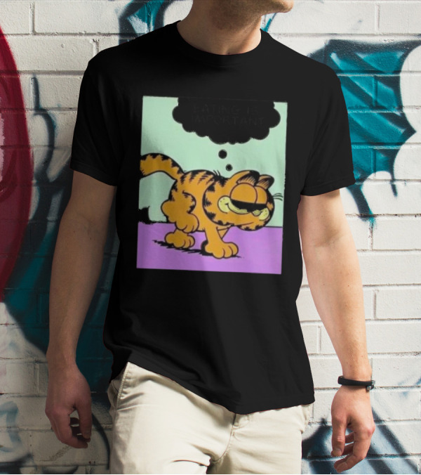 Garfield Eating Is Important Cartoon Character Comic Strip Image T-Shirt