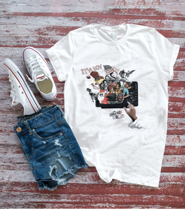 IT’S A BOY OUT OF ORDER Collage American Flag Football Icons T-Shirt