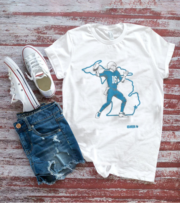 Jared Goff 16 Michigan Outline Football Star T-Shirt