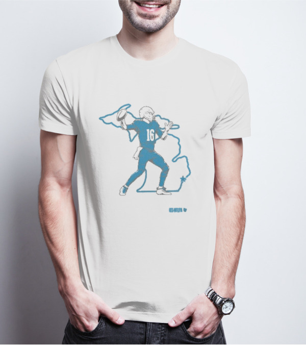Jared Goff 16 Michigan Outline Football Star T-Shirt