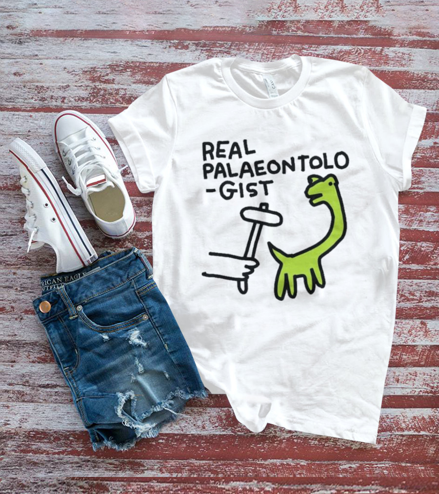 Real Palaeontologist Dinosaur Hammer Green Hand Drawing T-Shirt