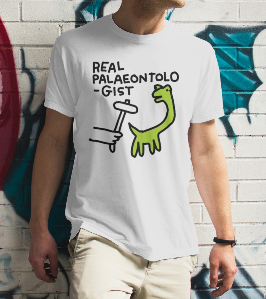 Real Palaeontologist Dinosaur Hammer Green Hand Drawing T-Shirt