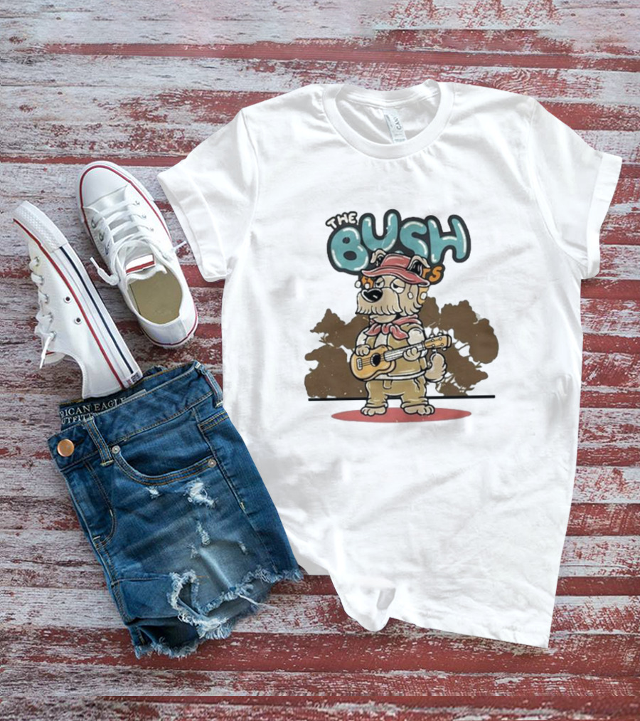 The Bush Bandits Kelpie Dog Wearing Cork Hat And Playing Guitar T-Shirt