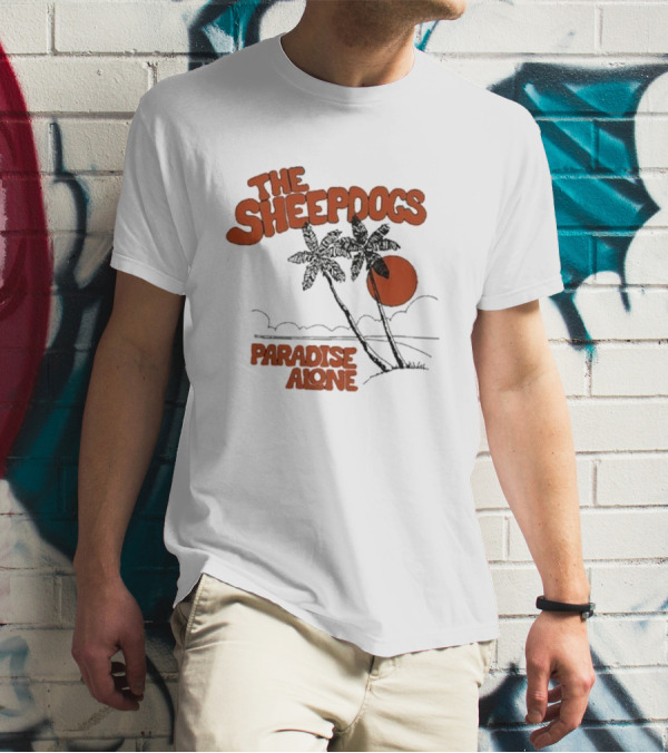 The Sheepdogs Paradise Alone Yellow Sunset Tropical Palms T-Shirt