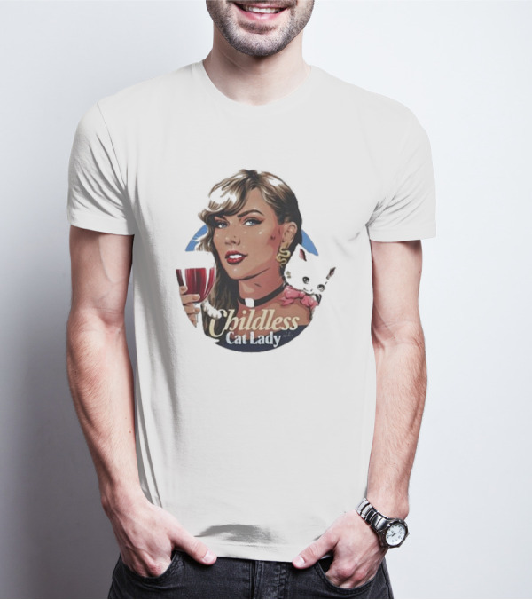 James Hillier Childless Cat Lady Retro Pin-Up T-Shirt