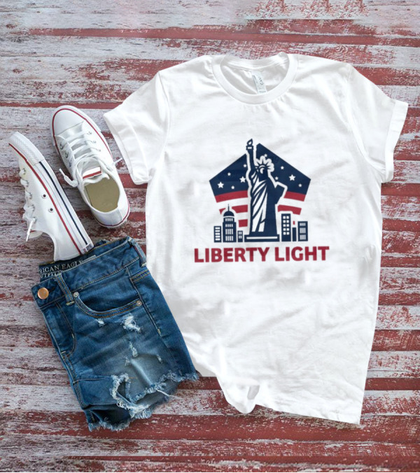 Liberty Light Statue Stars Stripes America T-Shirt