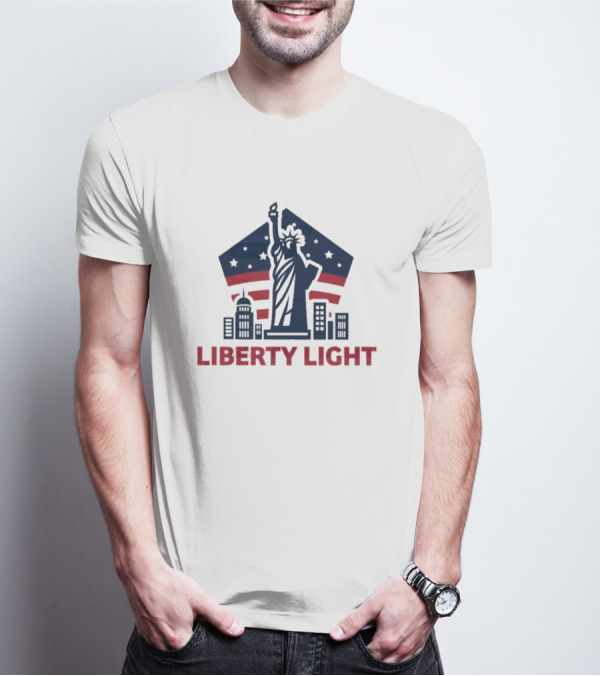 Liberty Light Statue Stars Stripes America T-Shirt
