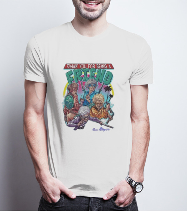 Thank You For Being A Friend Ninja Parody Music Vintage Style Characters T-Shirt