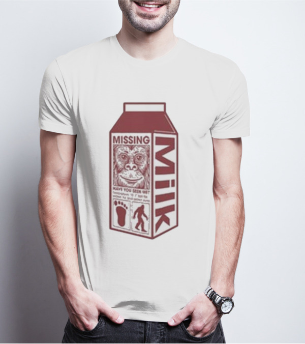 Missing Bigfoot Milk Carton Have You Seen Him Footprint T-Shirt