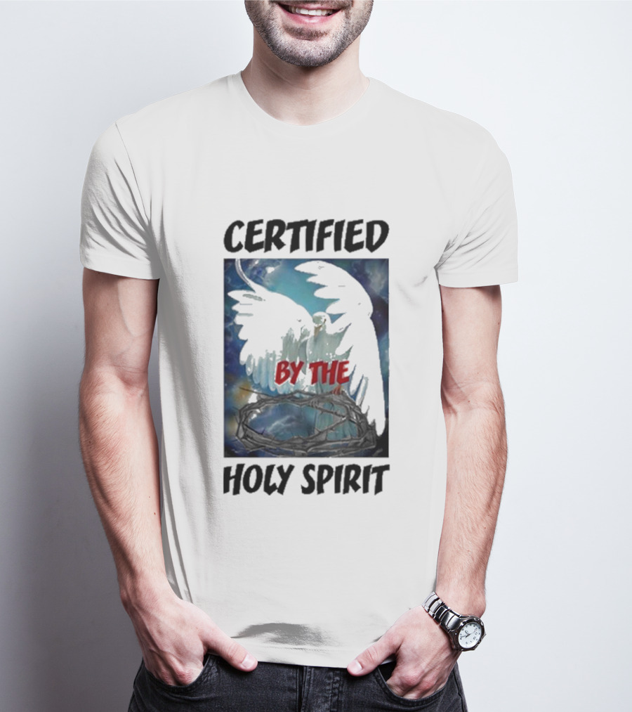 Certified By The Holy Spirit Angel Wings Cross Clouds T-Shirt