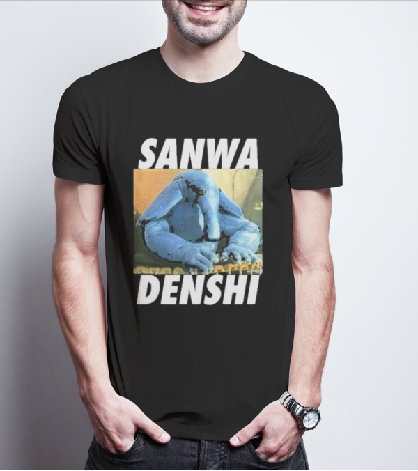 SANWA DENSHI Blue Elephant Playing Keyboards T-Shirt