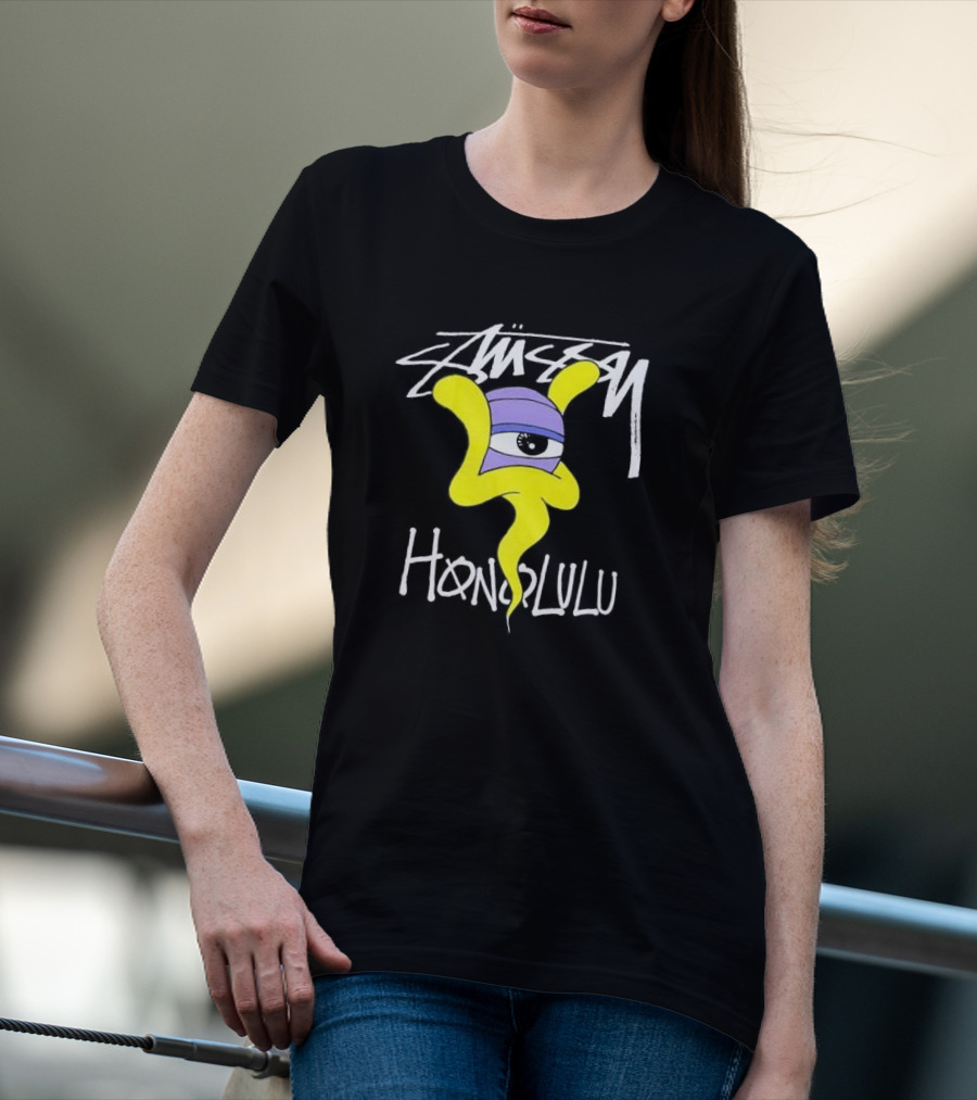 Stussy Honolulu Yellow Ghost Eye T-Shirt
