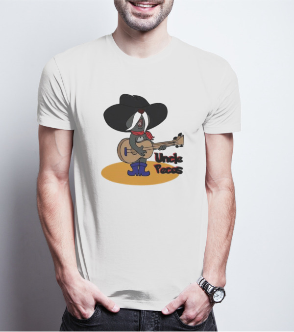 Tom And Jerry Uncle Pecos Playing Guitar With Big Black Hat And Red Scarf T-Shirt