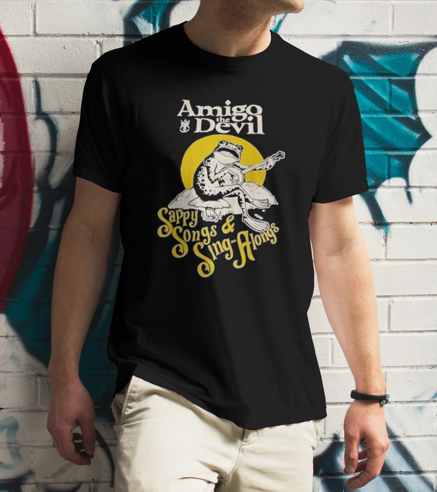 Amigo The Devil Sappy Songs And Sing Alongs Frog Playing Guitar T-Shirt