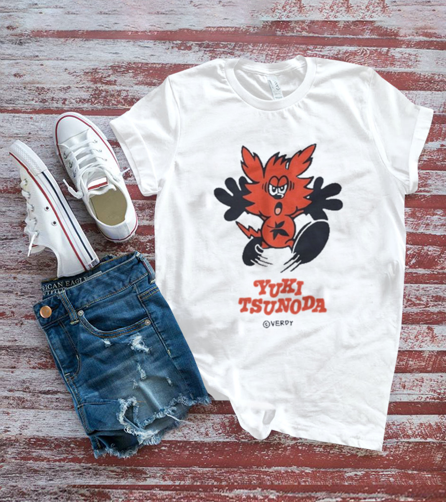 Yuki Tsunoda × Verdy Collaboration Black Tee With Red Cartoon Character T-Shirt