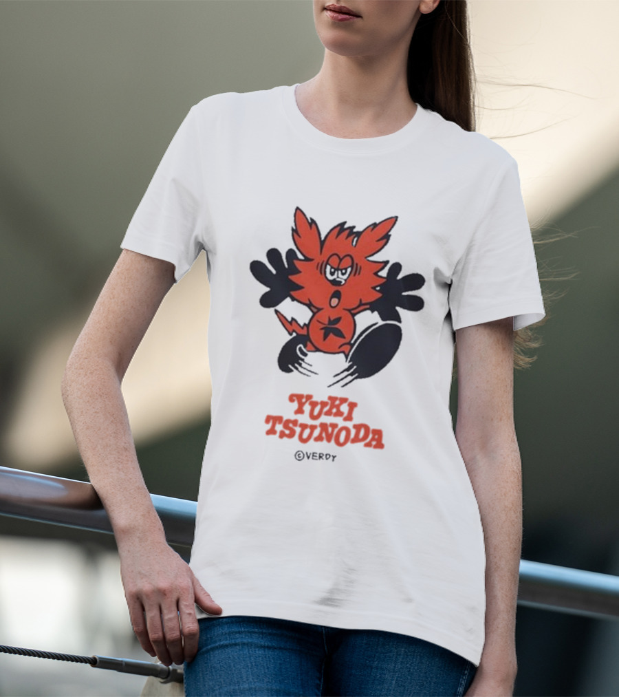 Yuki Tsunoda × Verdy Collaboration Black Tee With Red Cartoon Character T-Shirt