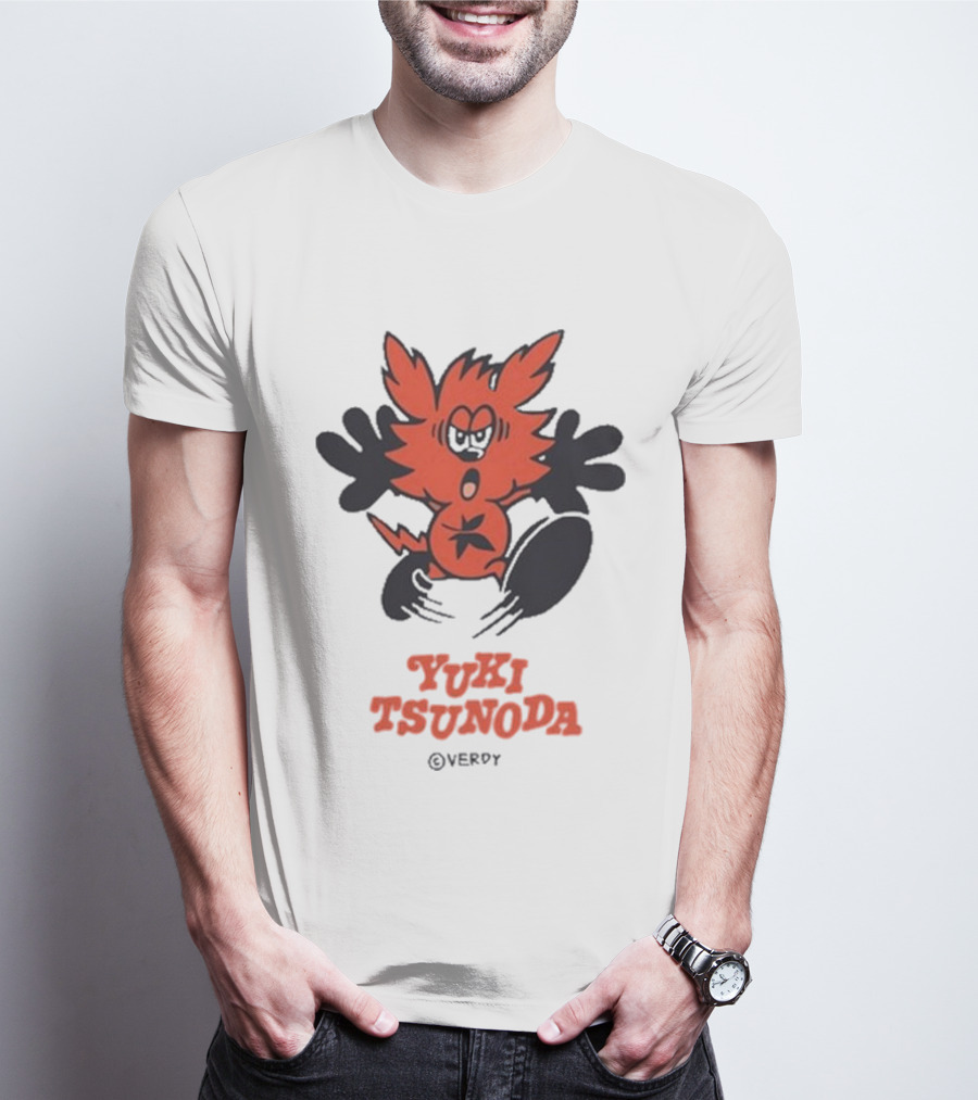 Yuki Tsunoda × Verdy Collaboration Black Tee With Red Cartoon Character T-Shirt