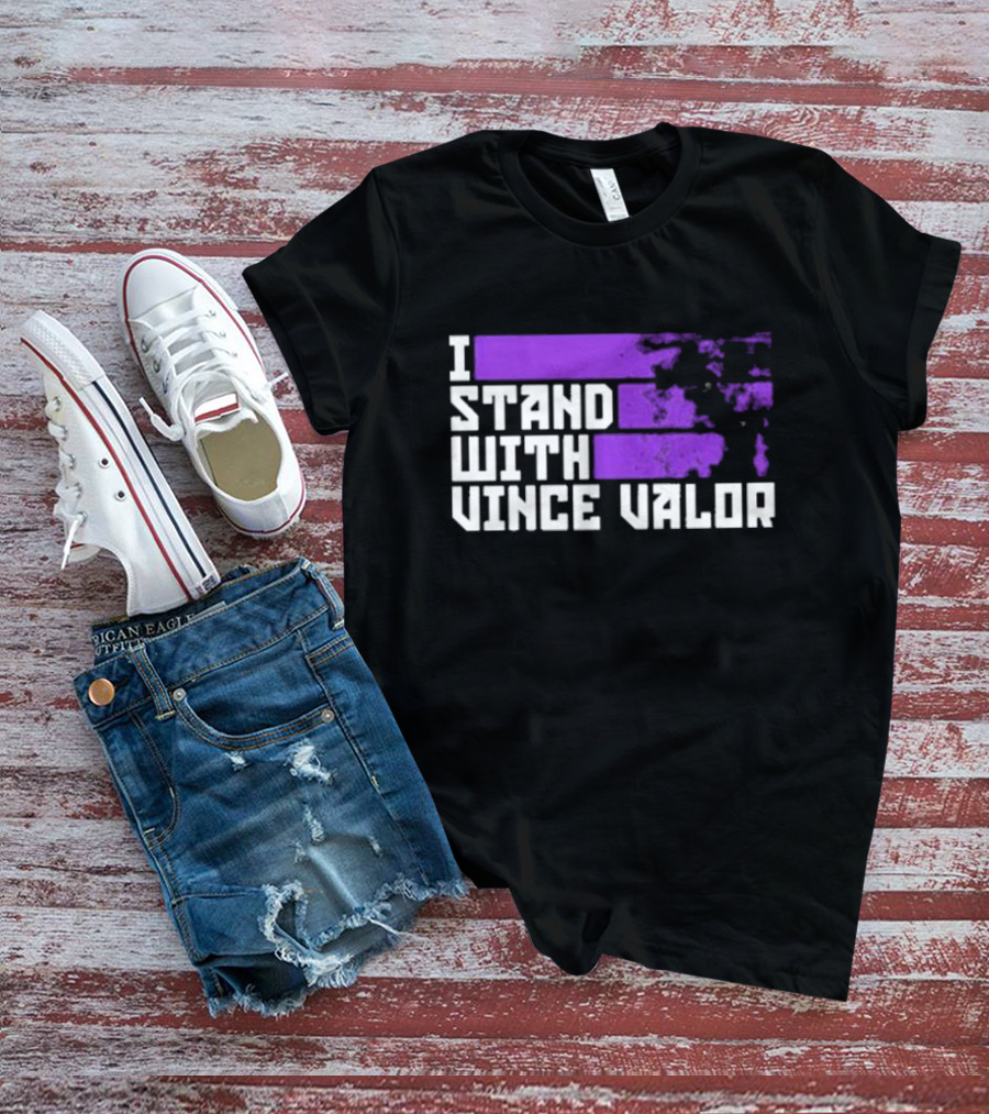I Stand With Vince Valor Purple Distressed Flag T-Shirt