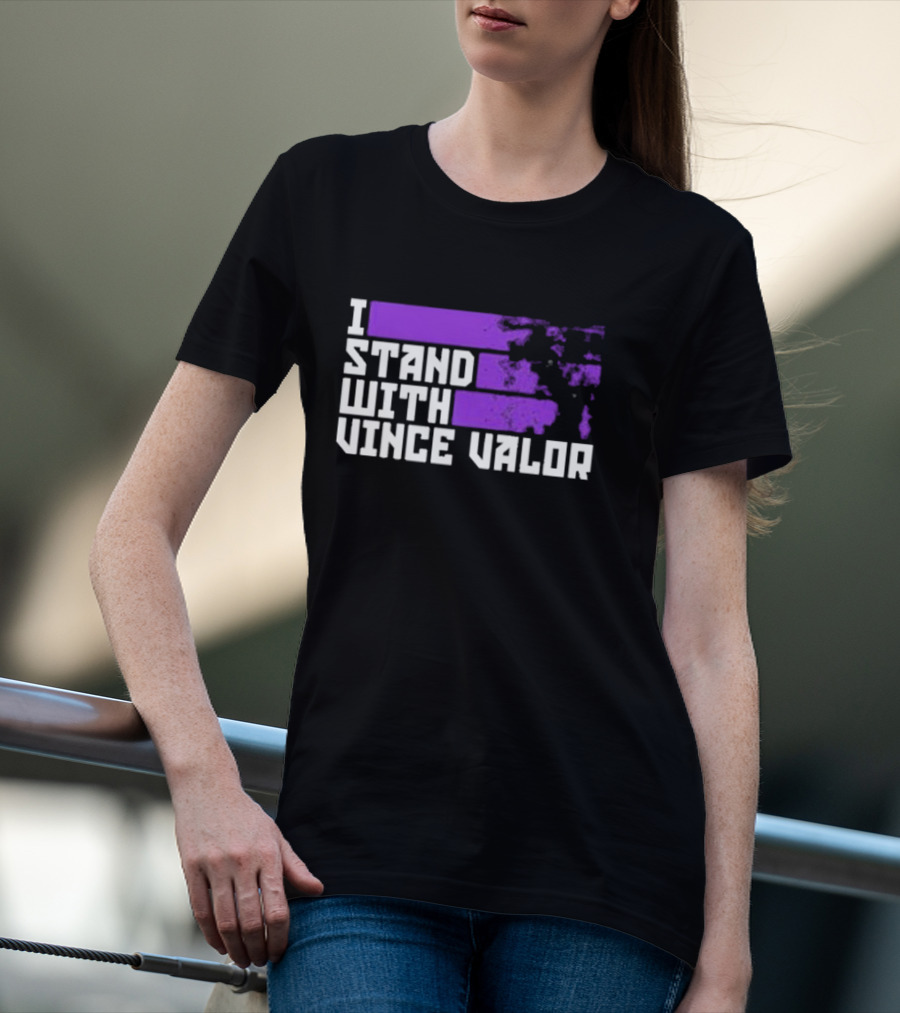I Stand With Vince Valor Purple Distressed Flag T-Shirt