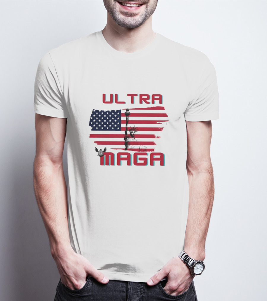 Ultra Maga American Flag With Statue Of Liberty And Eagle T-Shirt