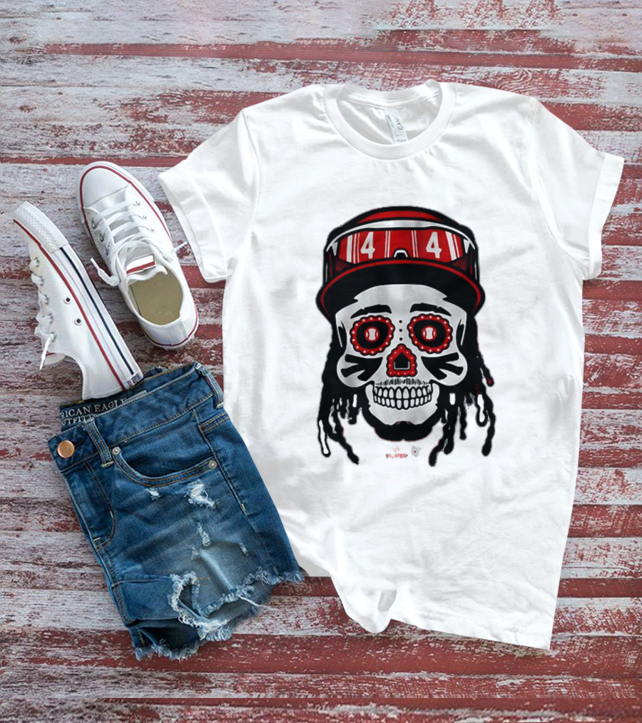 Elly De La Cruz Sugar Skull 44 Red Helmet T-Shirt