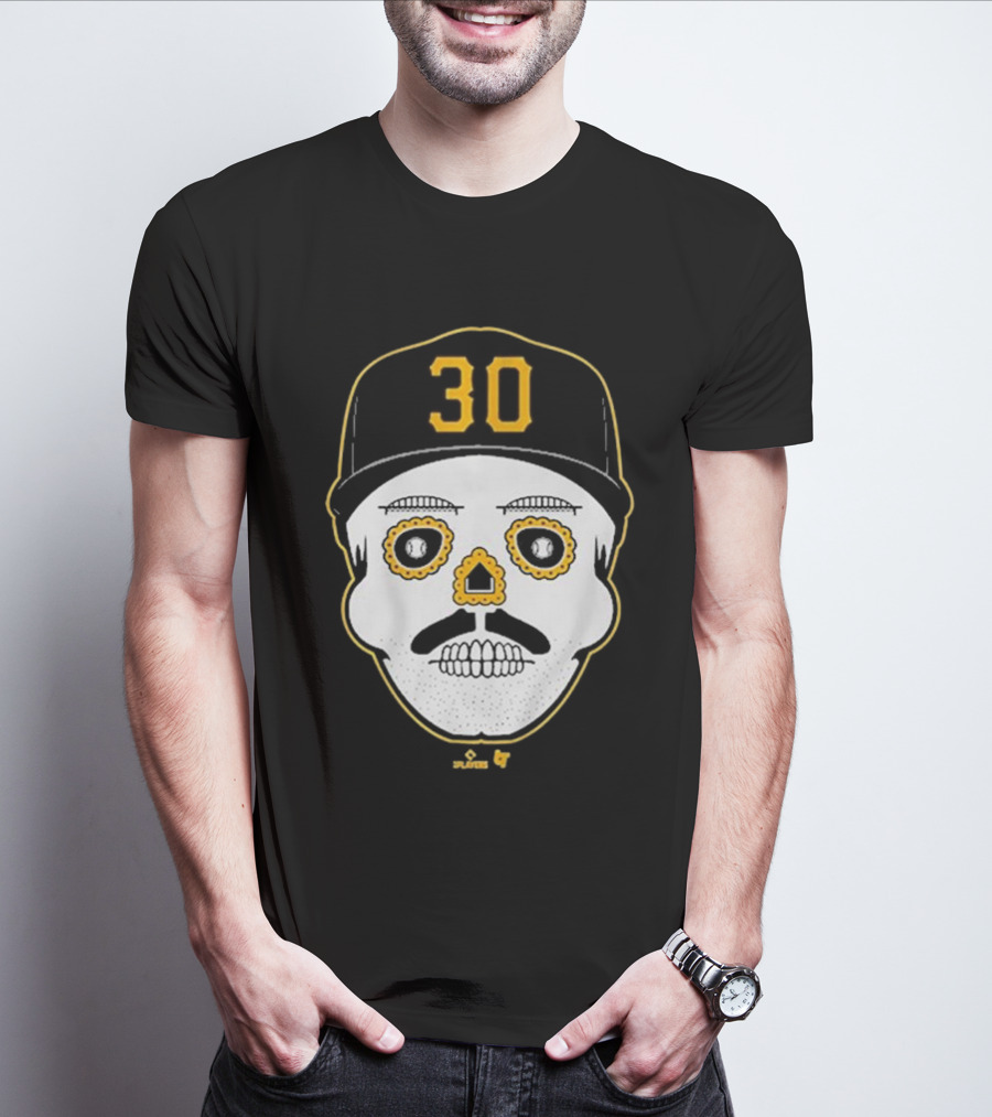 Paul Skenes Sugar Skull 30 Cap Black And Yellow T-Shirt