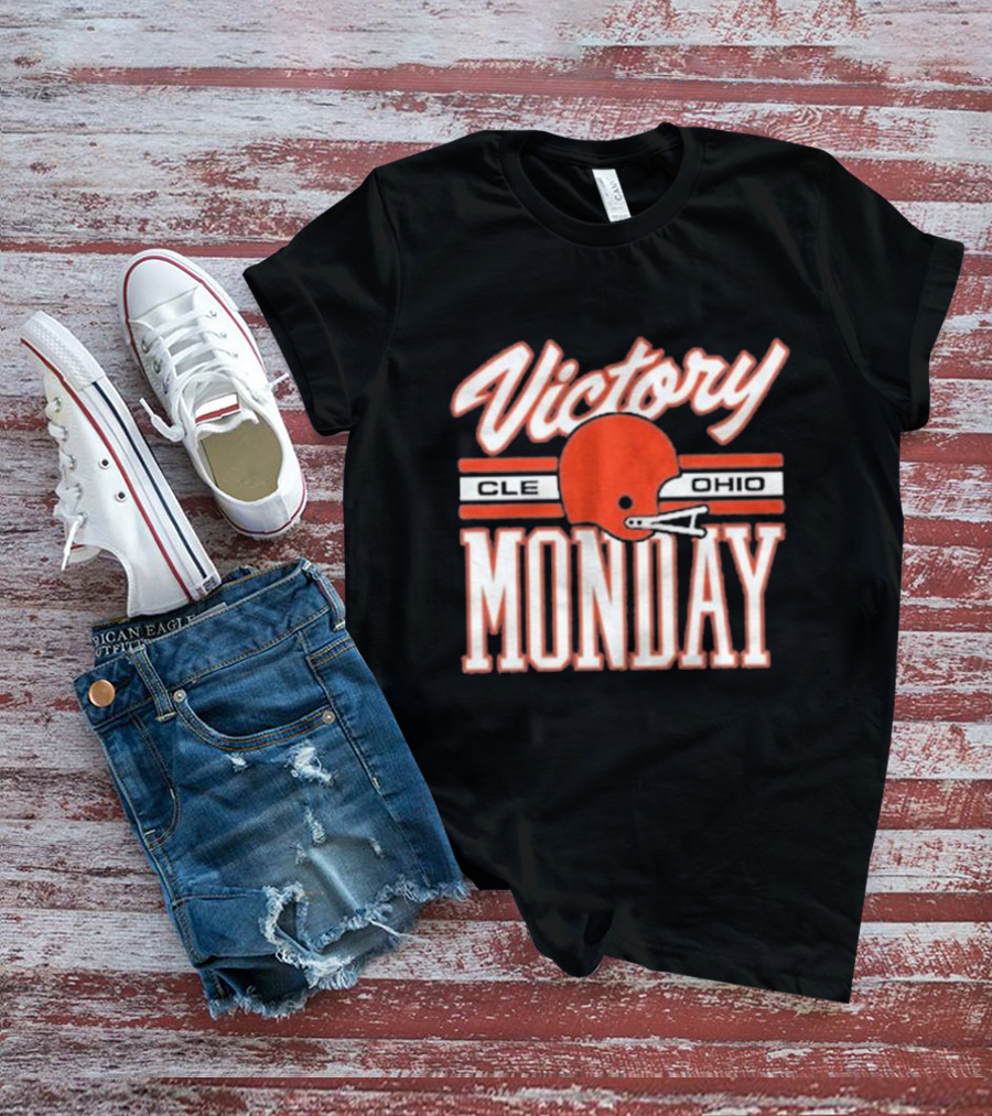 Victory Monday Cle Ohio Football Helmet T-Shirt