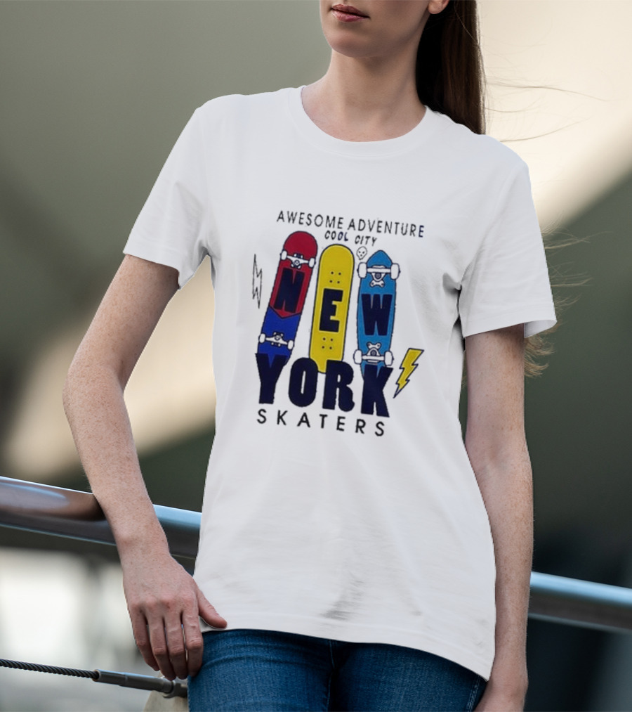 Awesome Adventure New York Skaters Cool City Lightning T-Shirt
