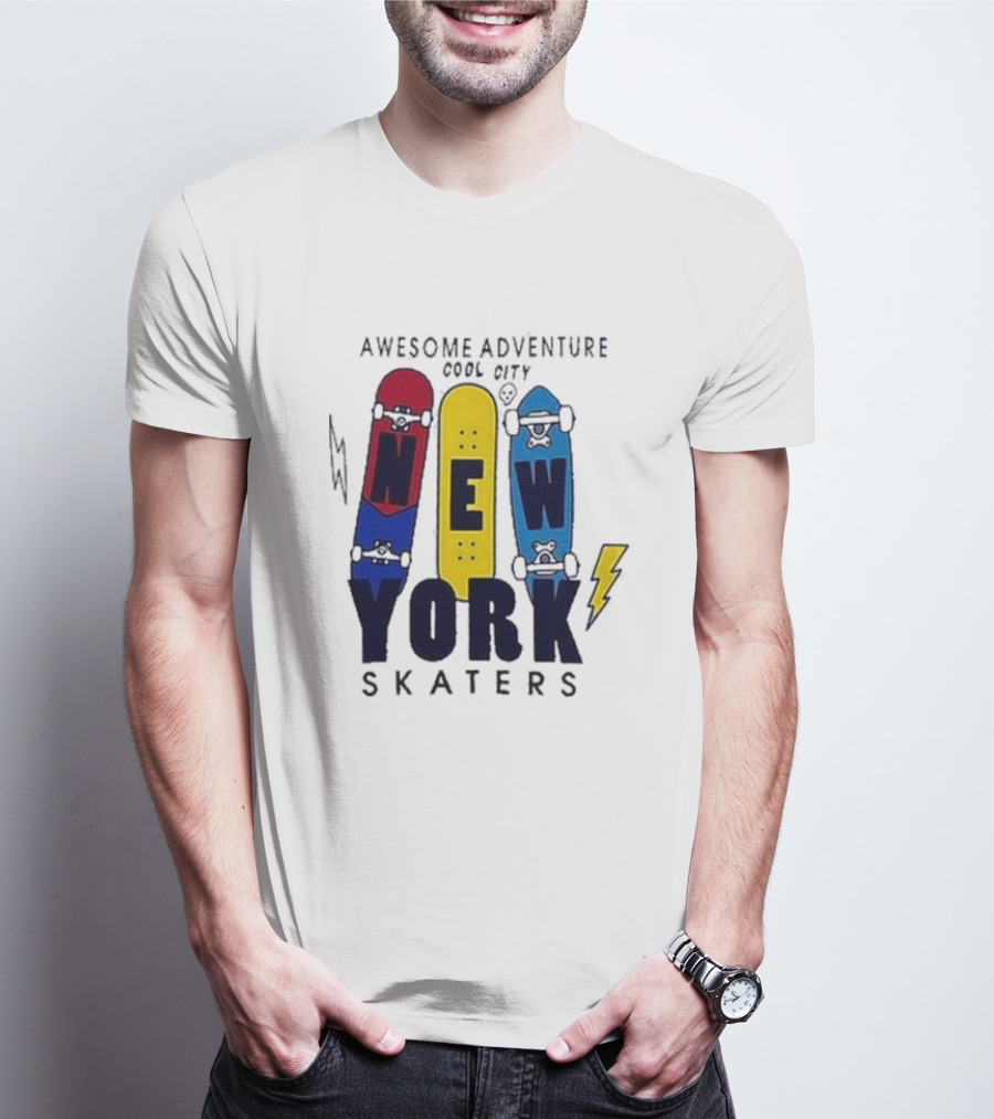 Awesome Adventure New York Skaters Cool City Lightning T-Shirt