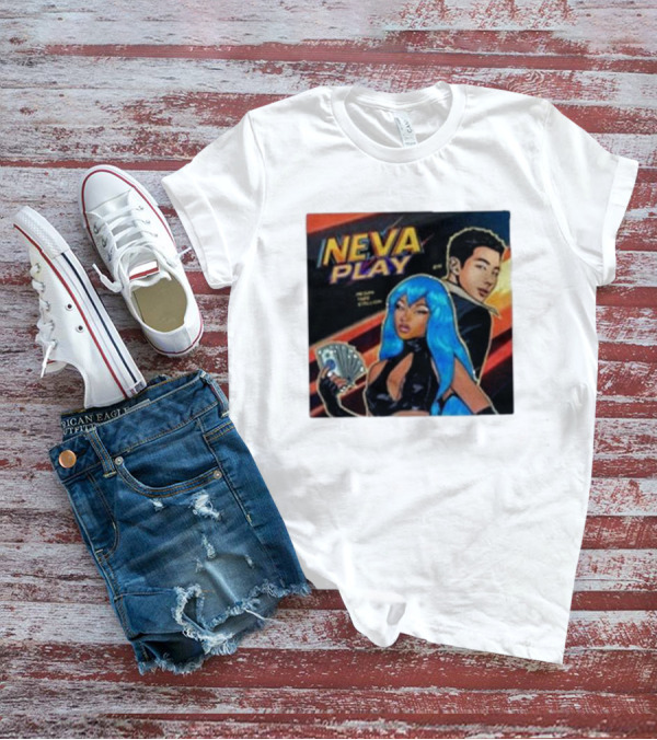 Megan Thee Stallion Neva Play Comic Style Artwork With Blue-Haired Character And Cards T-Shirt