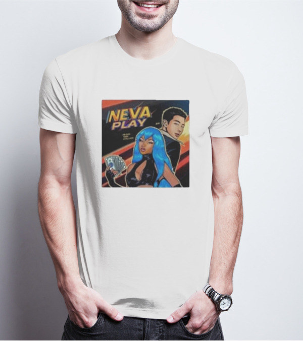 Megan Thee Stallion Neva Play Comic Style Artwork With Blue-Haired Character And Cards T-Shirt
