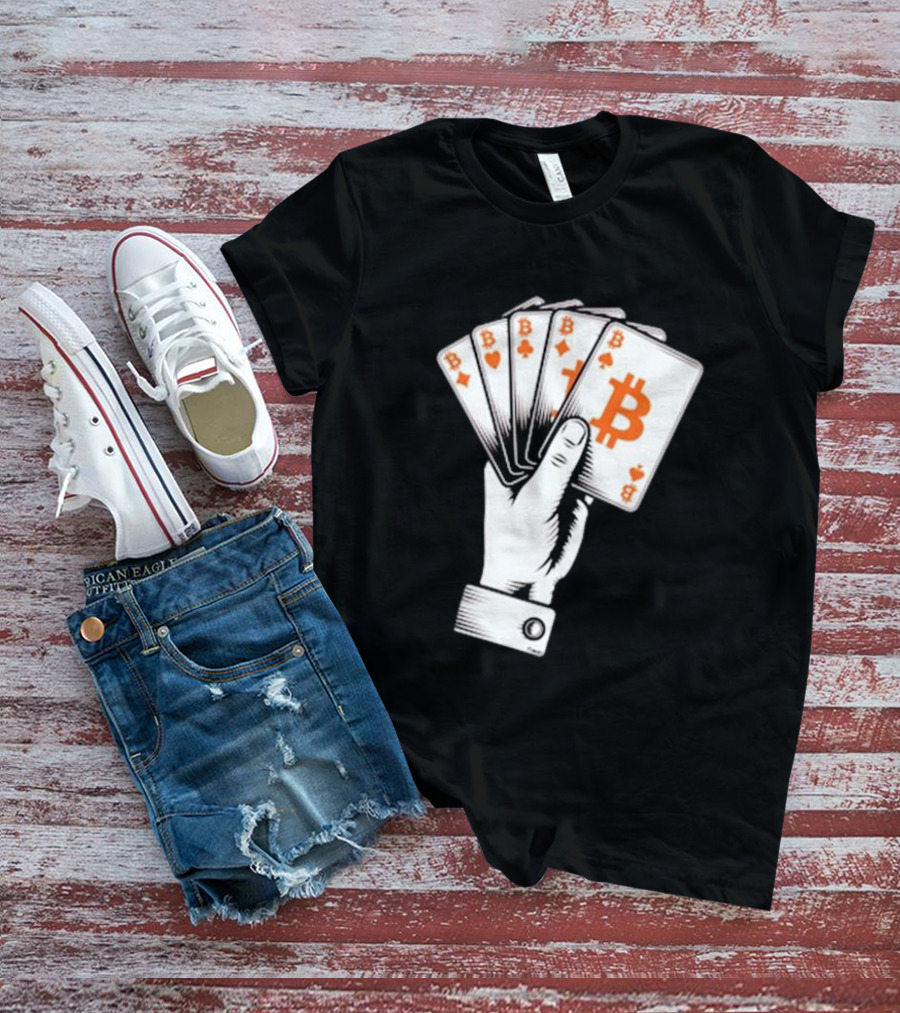 Bitcoin Royal Flush Playing Cards T-Shirt