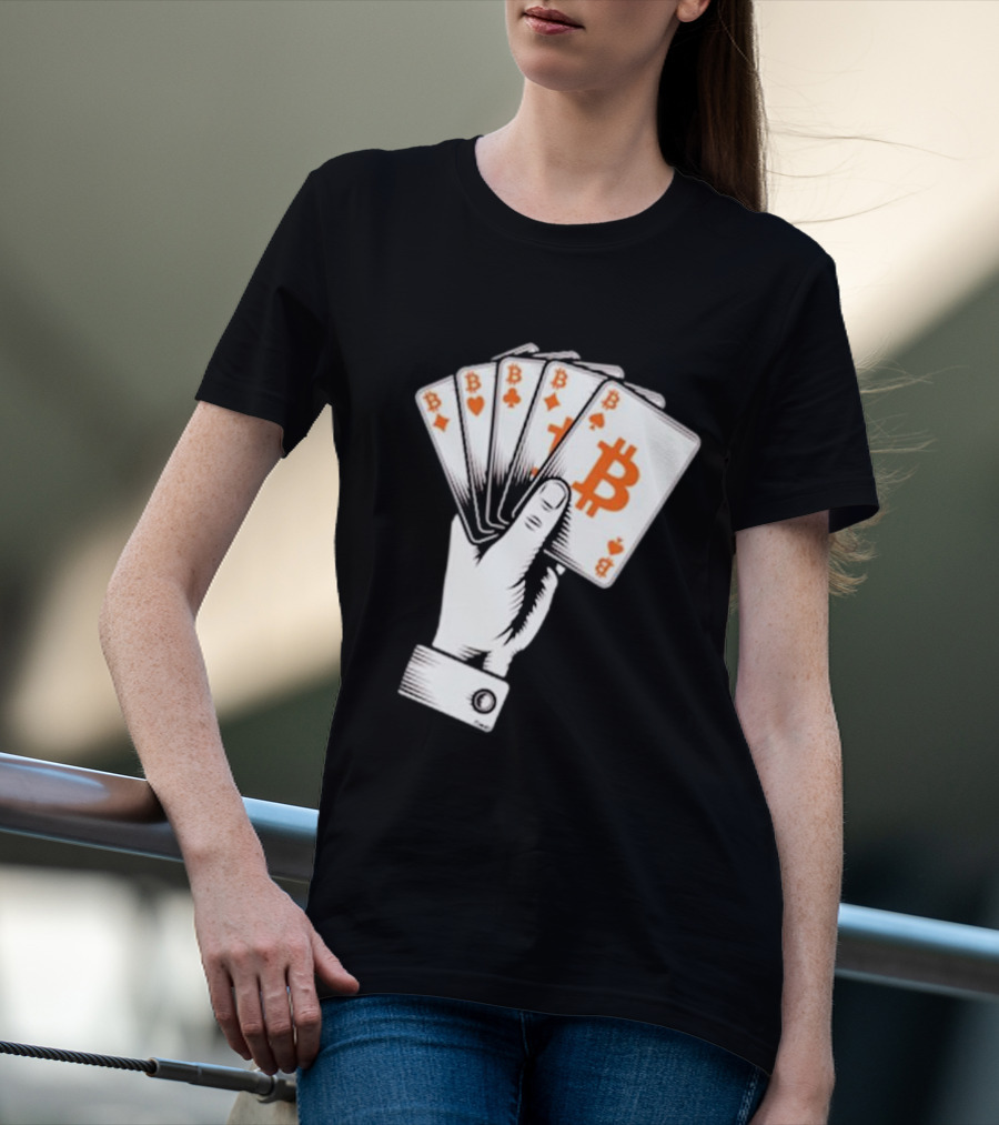 Bitcoin Royal Flush Playing Cards T-Shirt