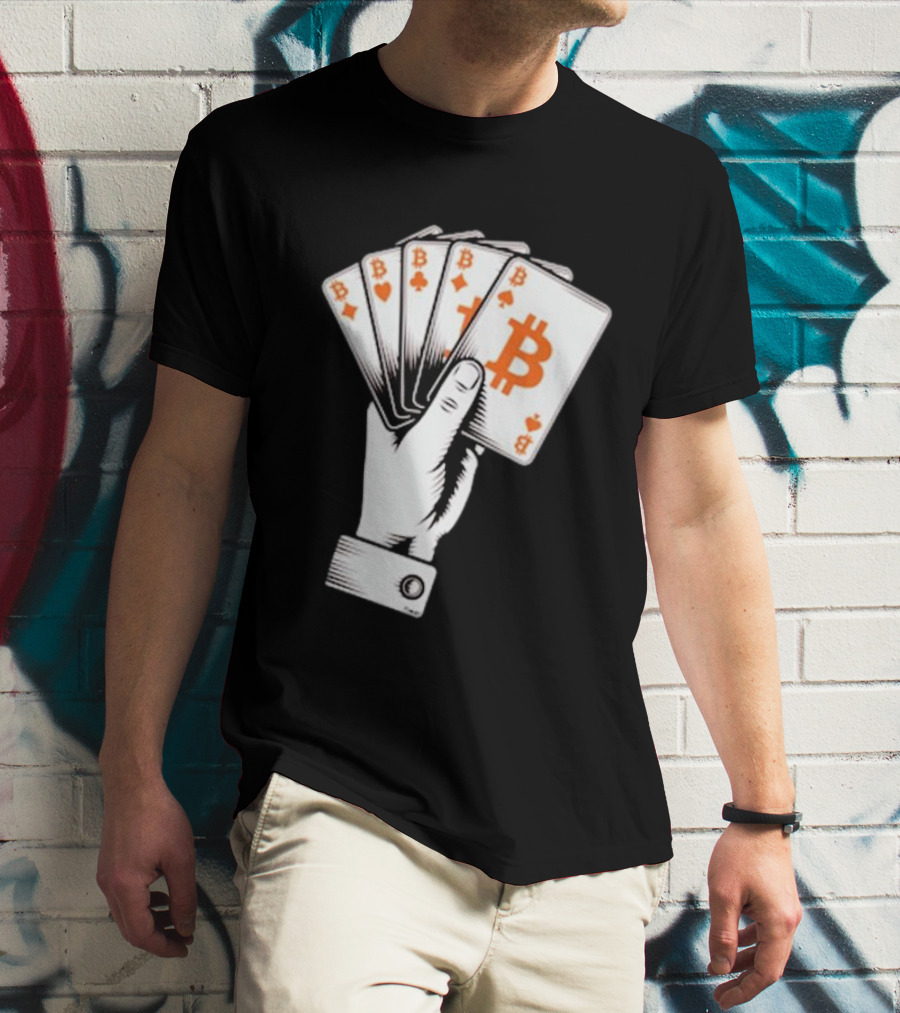 Bitcoin Royal Flush Playing Cards T-Shirt