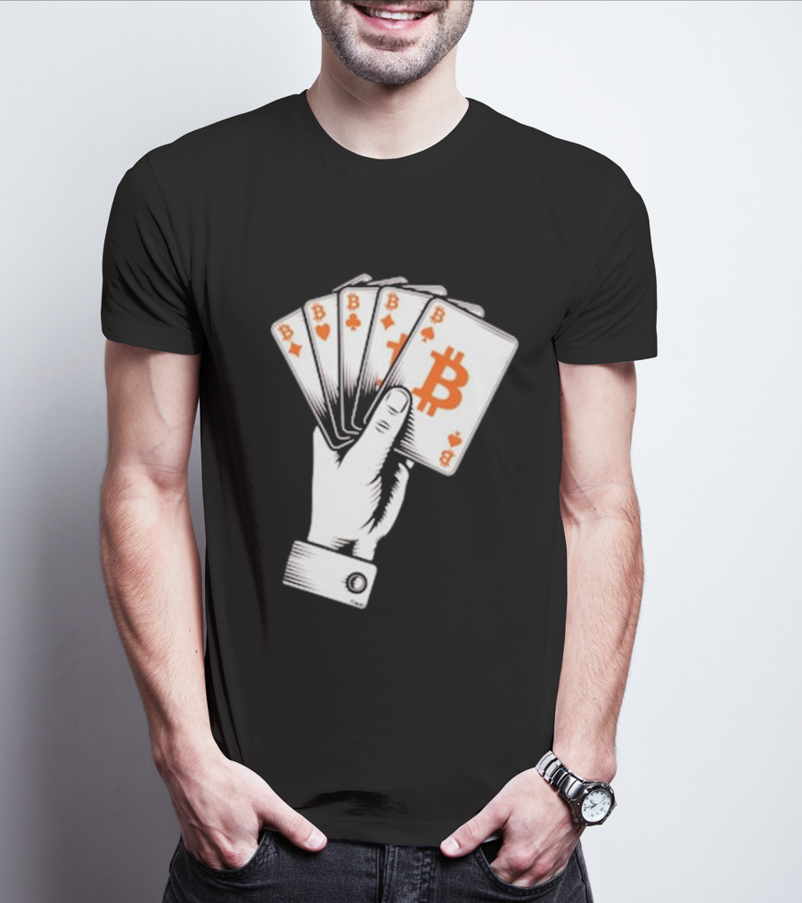 Bitcoin Royal Flush Playing Cards T-Shirt