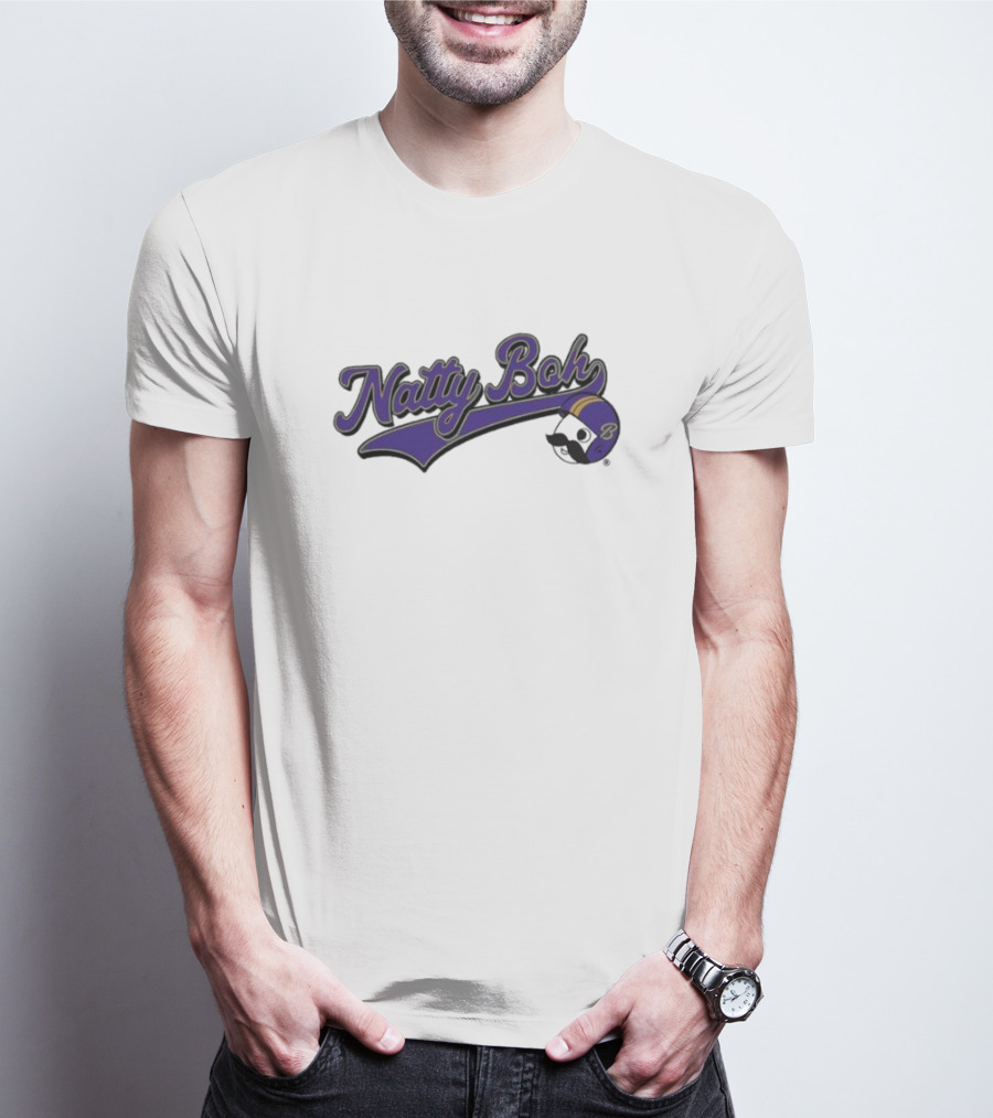 Natty Boh Purple Script With Football Helmet T-Shirt