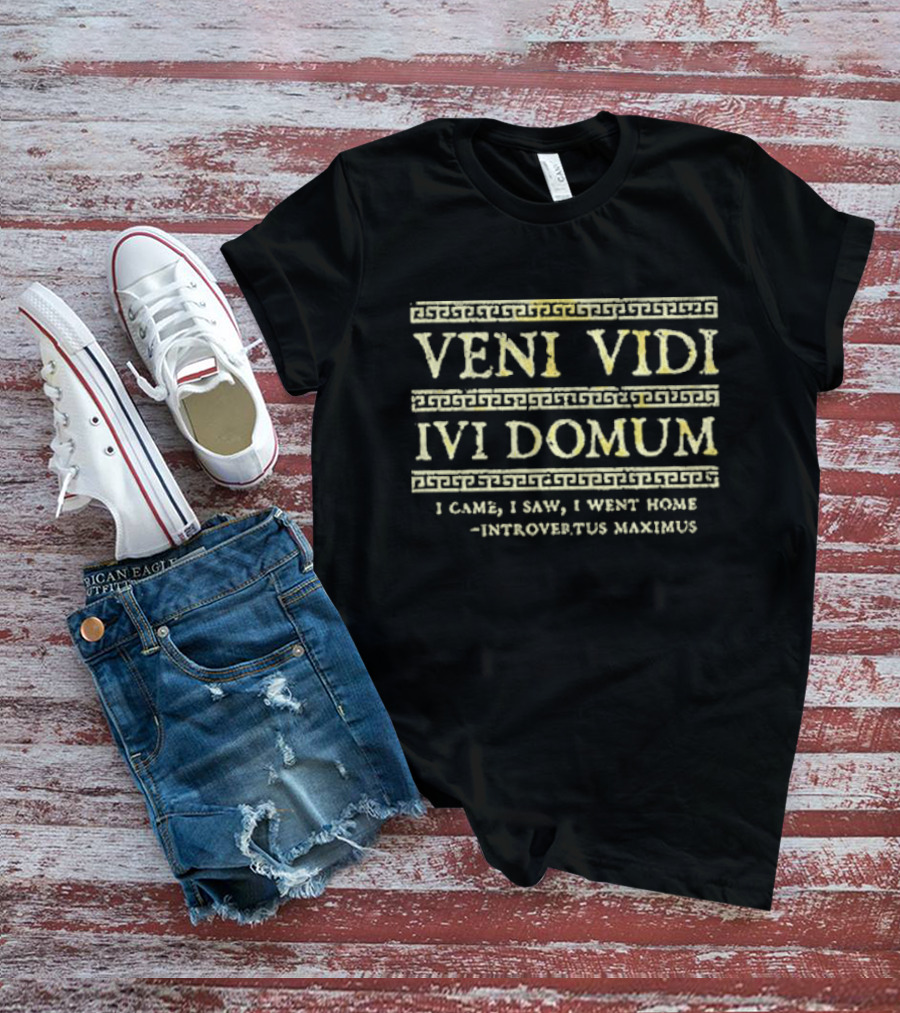 Veni Vidi Ivi Domum I Came I Saw I Went Home Introvertus Maximus Roman Style Humor T-Shirt