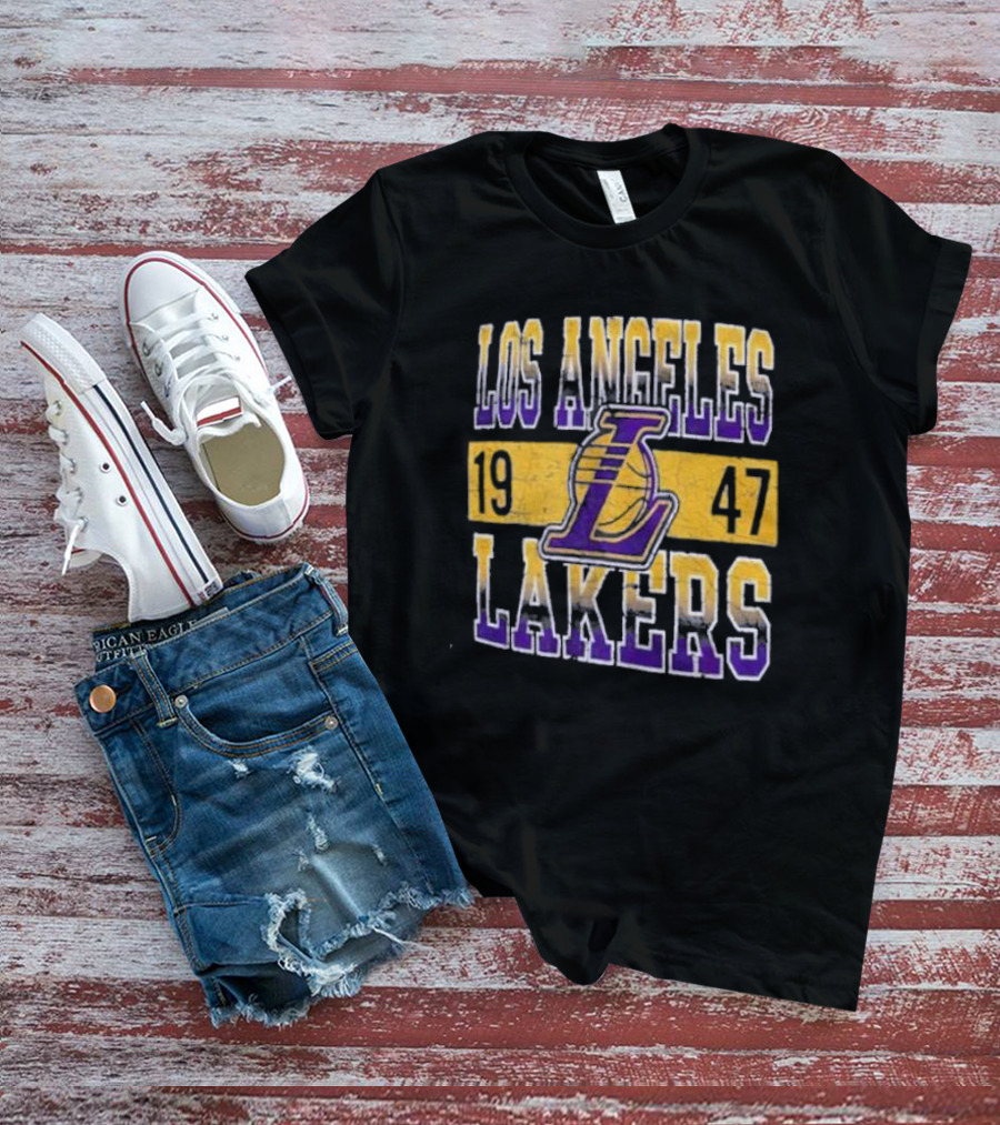 Los Angeles Lakers 1947 Logo Enzyme Washed Oversized Men’s New Era Black T-Shirt