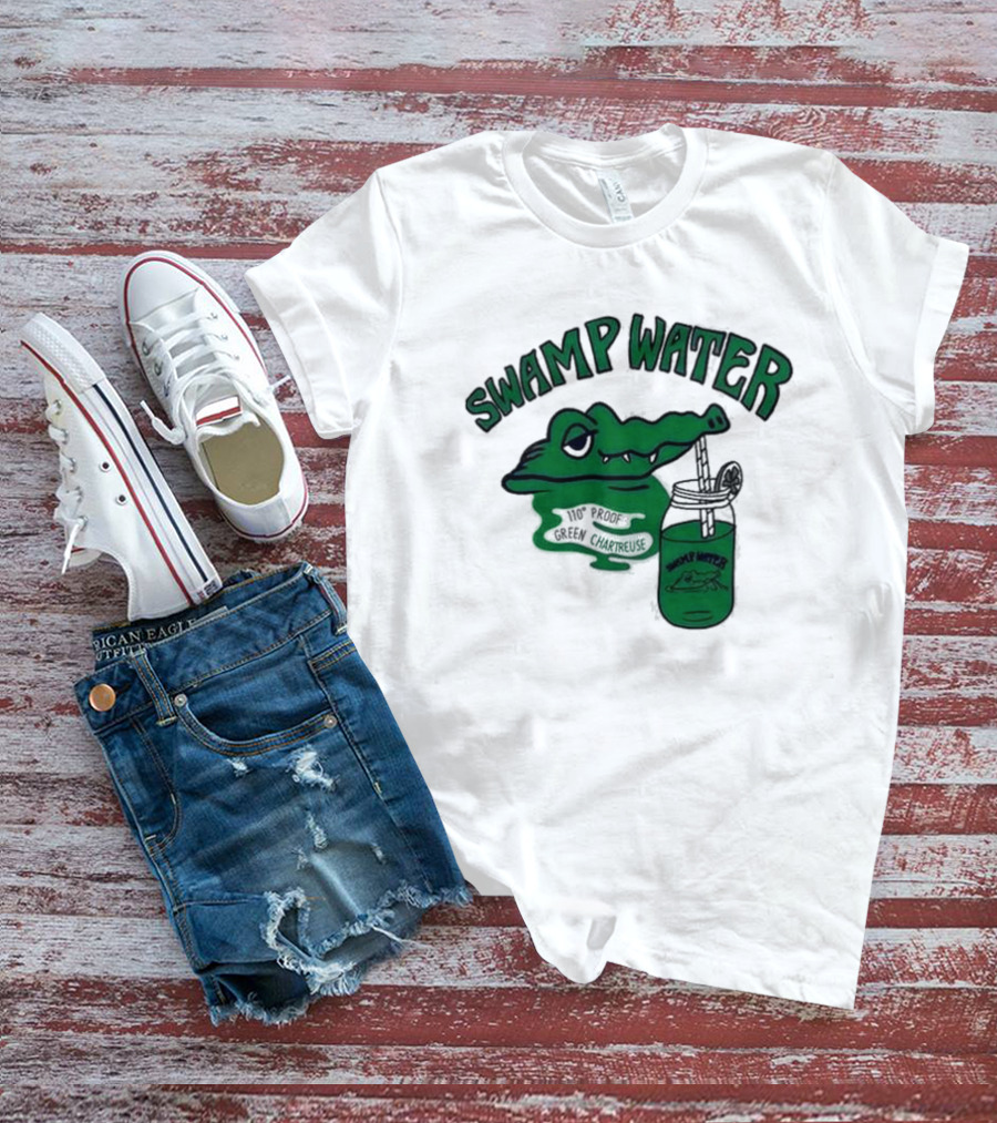 Swamp Water Alligator Green Chartreuse Jar Cartoon T-Shirt