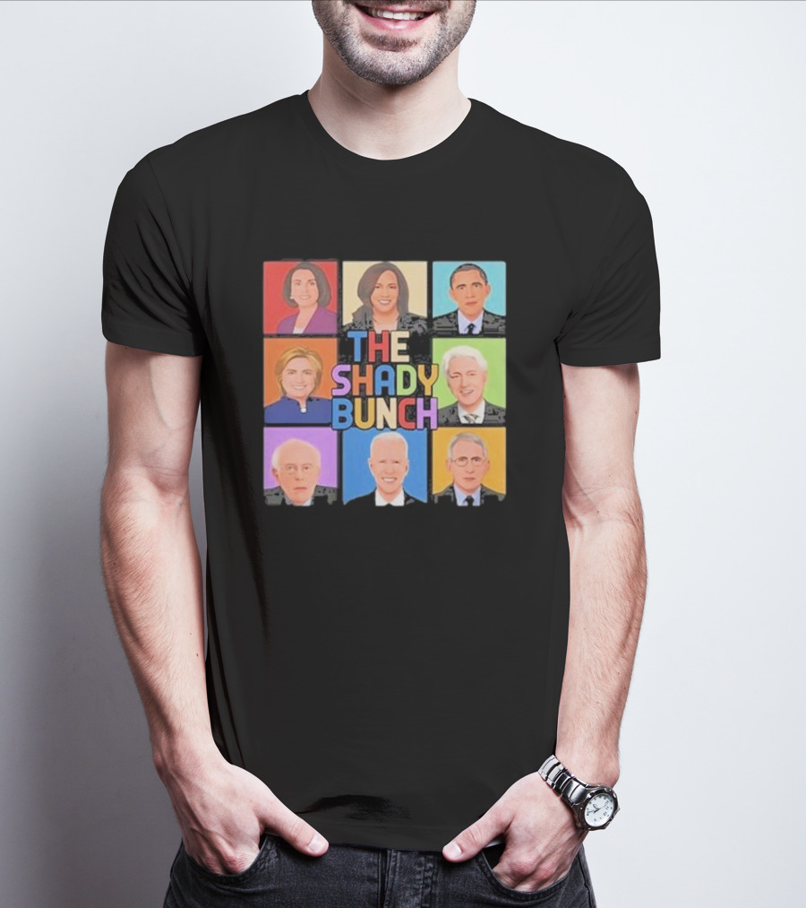 Untamedusa Store The Shady Bunch Political Portraits Face Grid T-Shirt