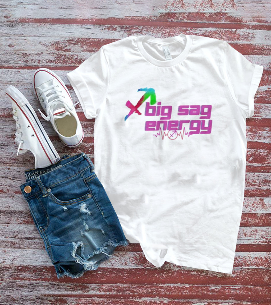 Bronxology Sagittarius Arrow Big Sag Energy With Heartbeat T-Shirt