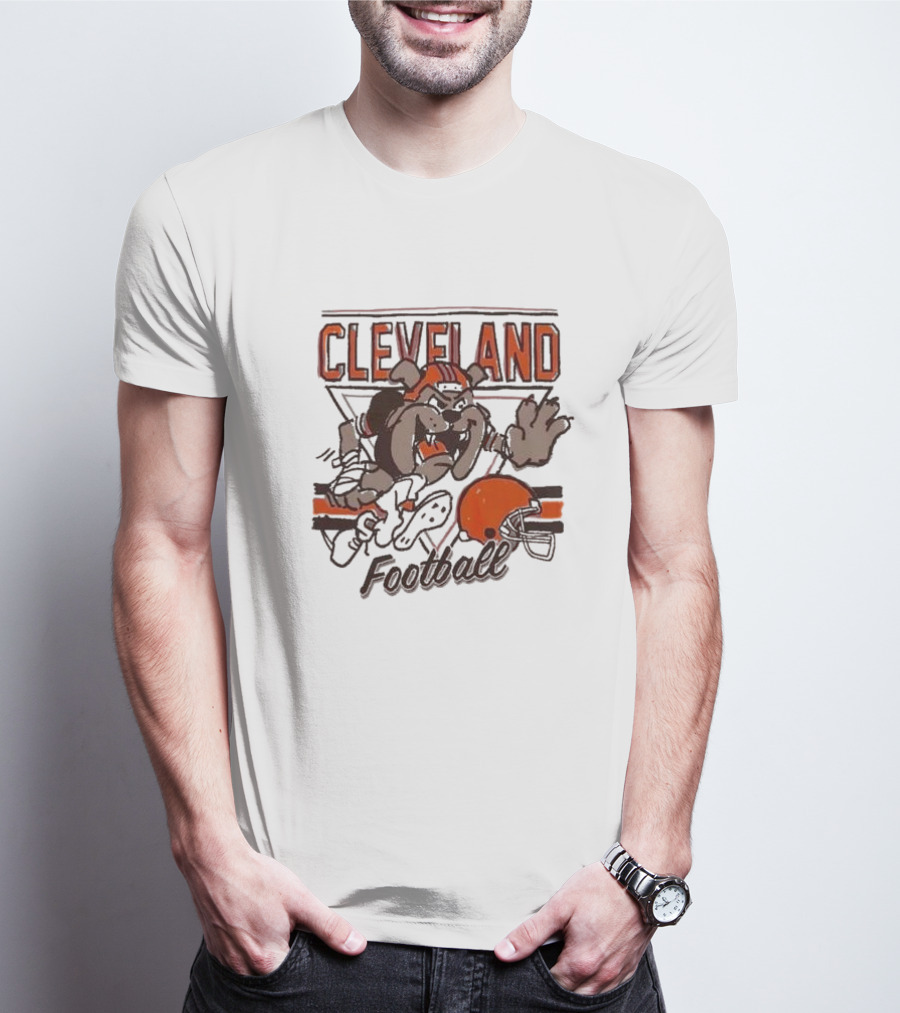 Cleveland Browns Cartoon Dawg With Helmet Football T-Shirt
