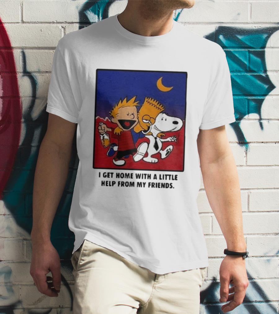 Criminal Simpsons Snoopy And Friends Get Home With A Little Help Under Moon T-Shirt